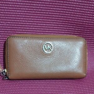 Michael Kors Tan Leather Zip Wallet